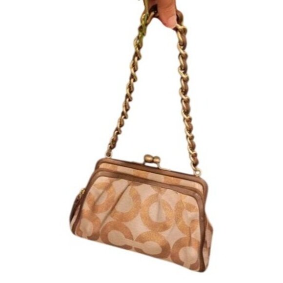 COACH 2009 Parker OP Art Frame Kisslock Triple Compartment Signature Sufflette - Picture 12 of 16